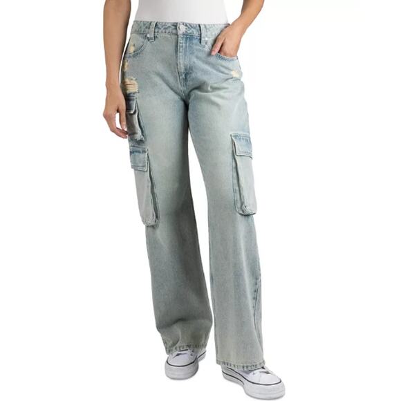 NEW Indigo Rein Curvy High Rise Skater Jeans Size 7 Size 27 Cargo Baggy Denim - Picture 1 of 11